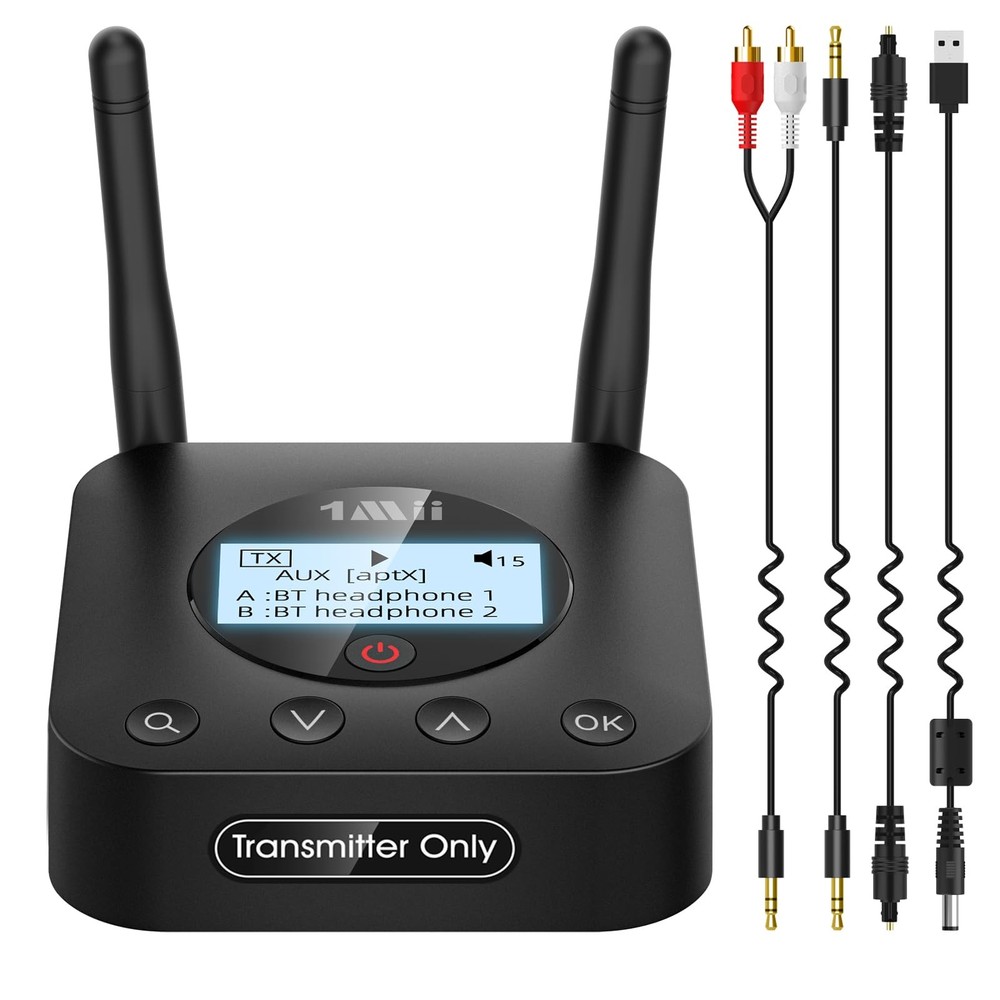 B06TX+ Long Range Bluetooth 5.3 Transmitter for TV/PC/Projector to 2 Wireless...