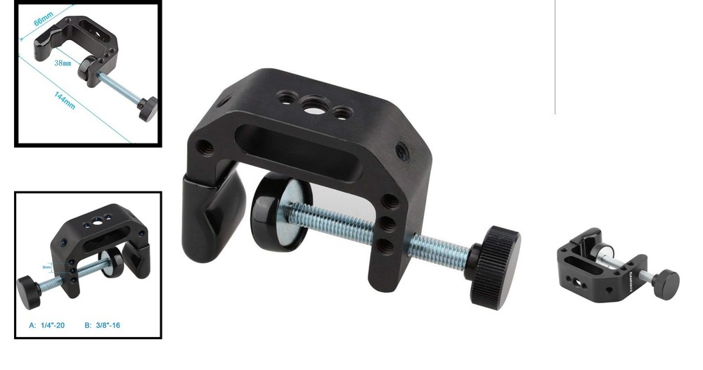 Classic Black Universal C-Clamp for Desks - Lightweight & Adjustable Design