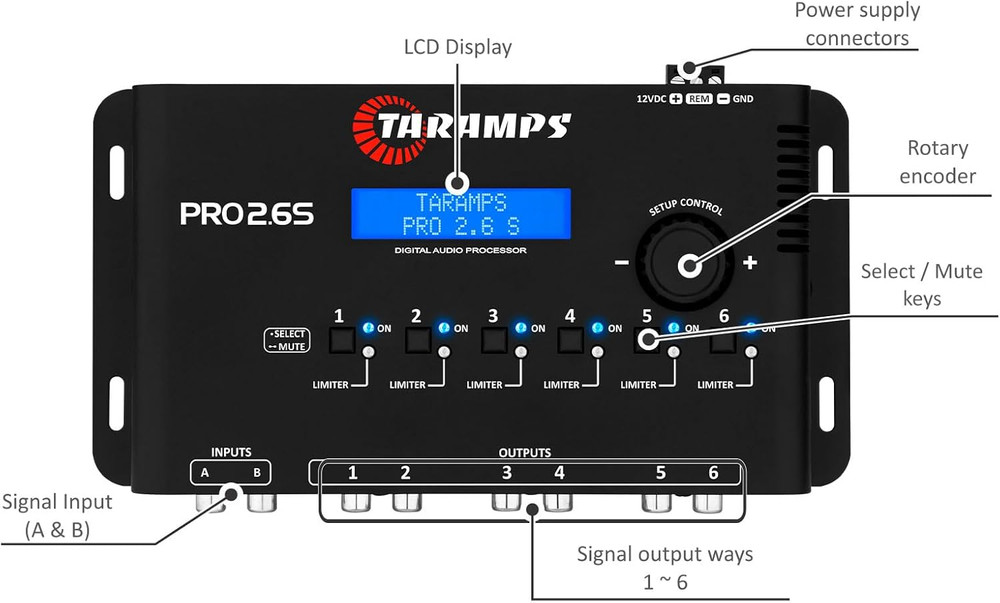 Pro 2.6S Digital Signal Processor Equalizer 3-Band Graphic Equalization 6 Channe