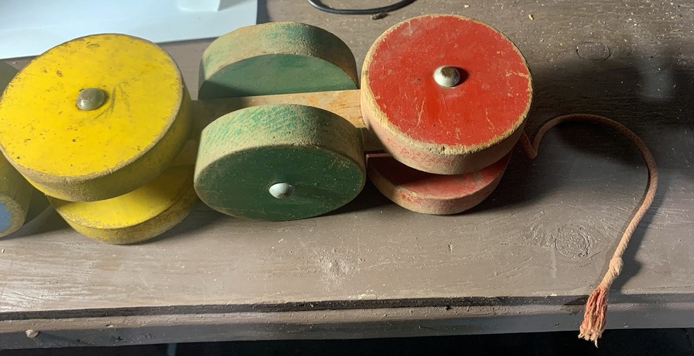 VINTAGE WOODEN CATERPILLAR PULL TOY