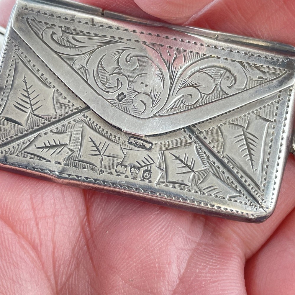 Antique Solid Silver Envelope Double Stamp Case Albert Ernest Jenkins 1914