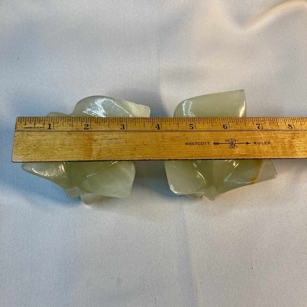 2 Rose Shaped Marble Candle Holders Slag