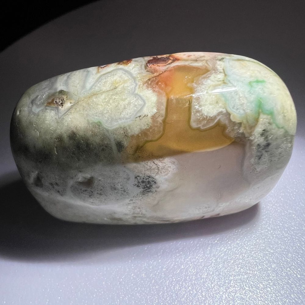 Green Flower Agate Crystal Palmstone