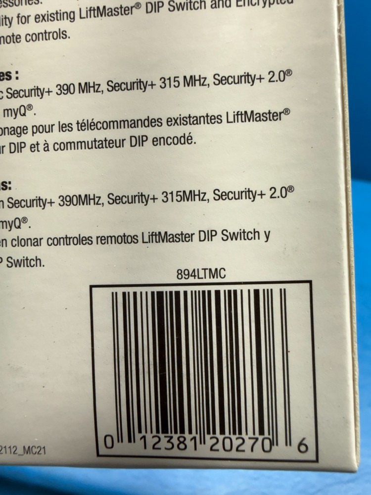 OEM Liftmaster 894LT 4-Button Programmable Garage Door Learning Remote Control