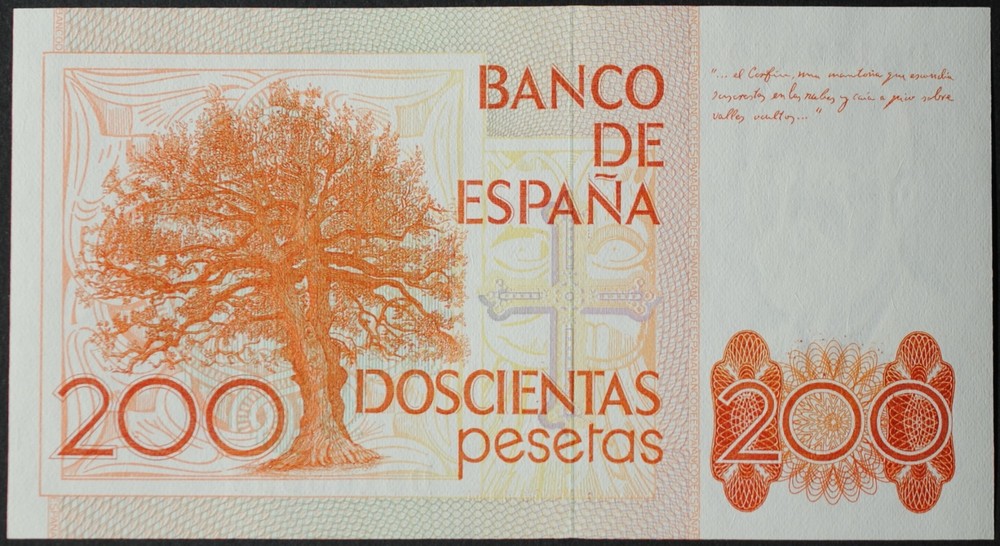 Spain P156 200 Pesetas Gem Uncirculated
