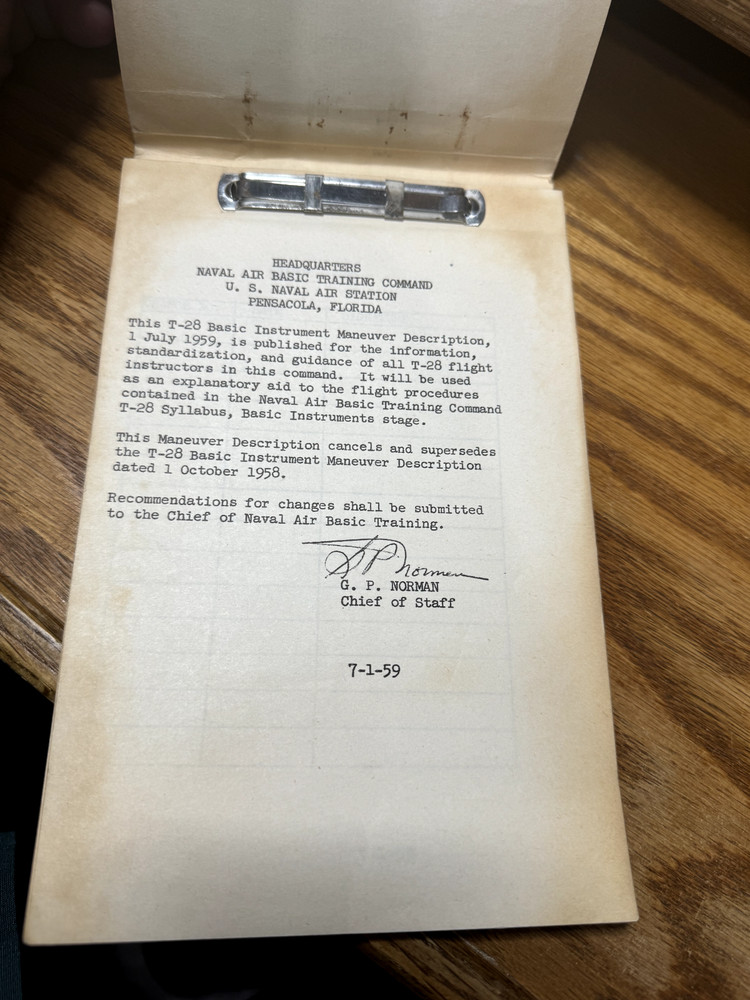 Naval Air Basic Training Co T-28 Basic Inst Maneuver Description manual