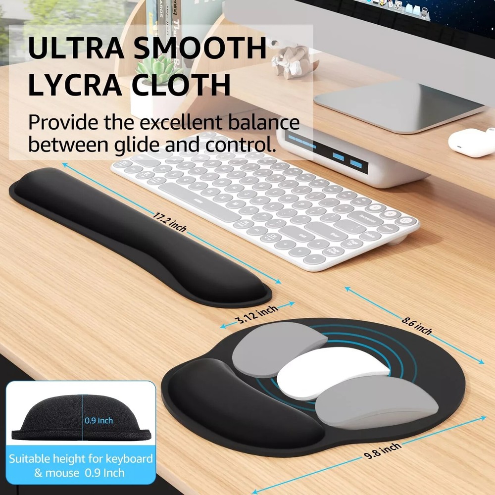 Ergonomic Mouse Pad with Wrist Rest Comfortable Keyboard Wrist Rest Memory Foa