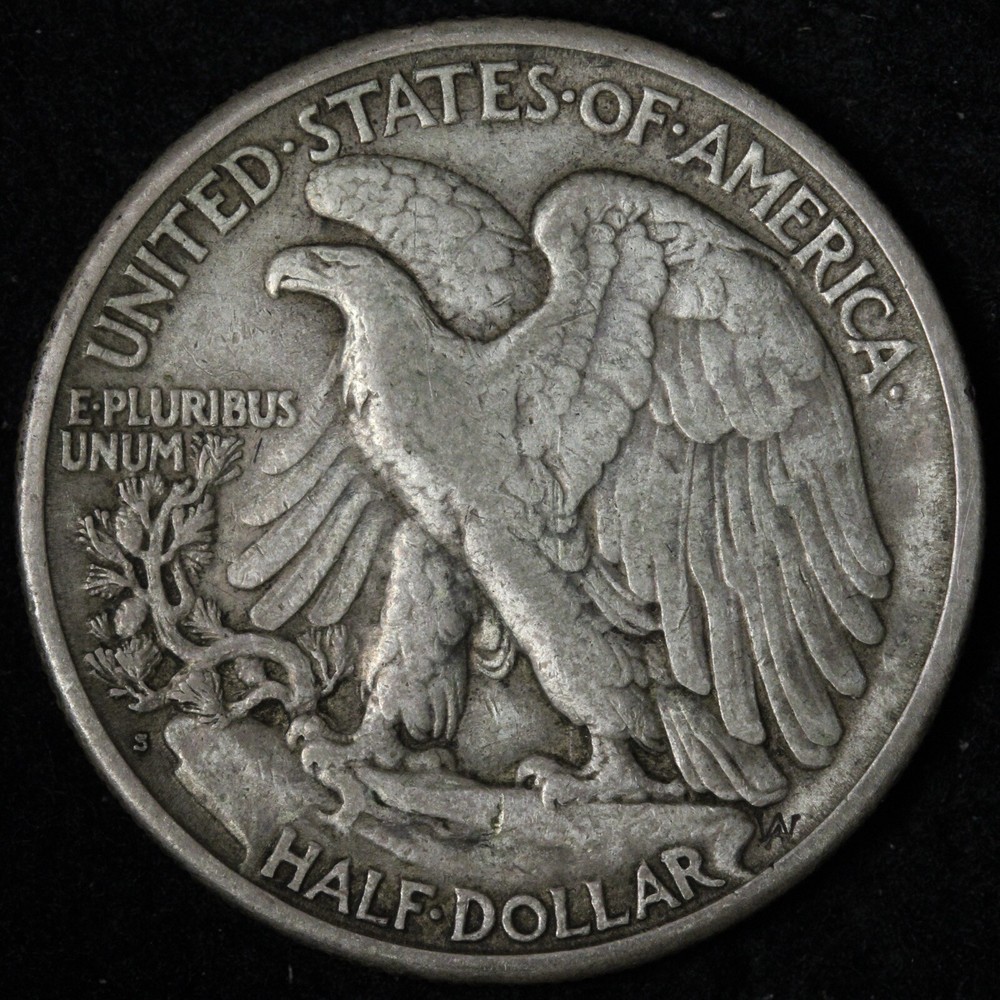 1918-S Walking Liberty Silver Half Dollar XF E382 TKHS