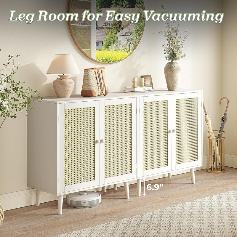 Rattan Sideboard Storage Cabinet Buffet Console Organizer Modern Design New