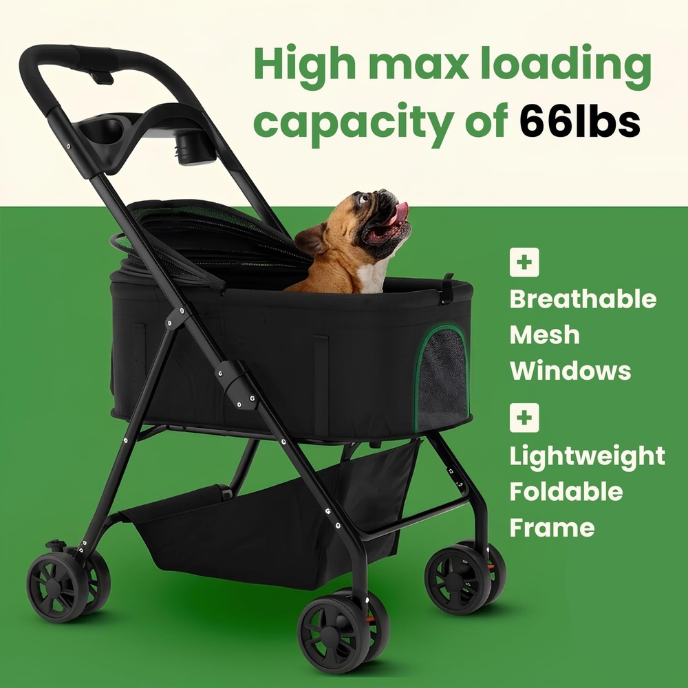 Pet Stroller 3 in 1 Foldable Dog Stroller, Cat Strollers, Foldable pet Stroll...
