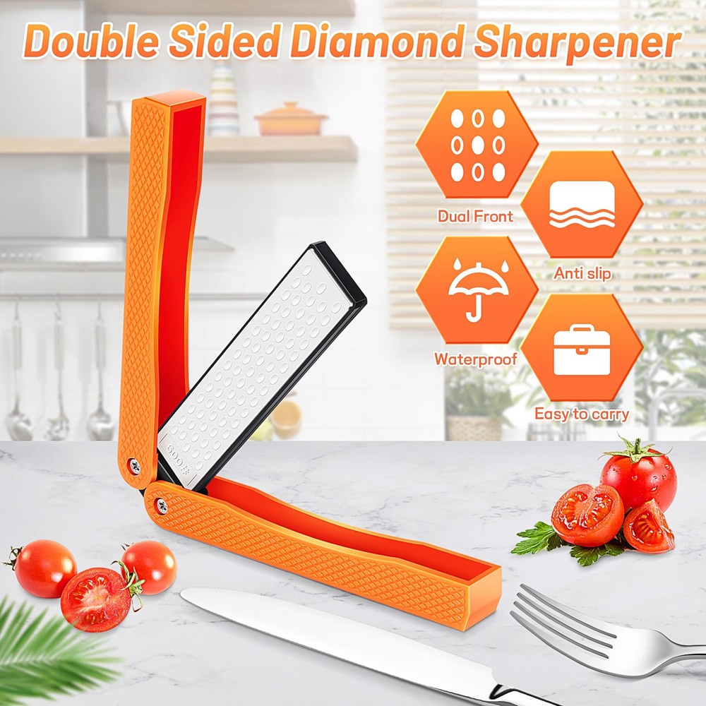 Sided Sharpener, Handheld Fine Coarse Diafold Blades Sharpening1407