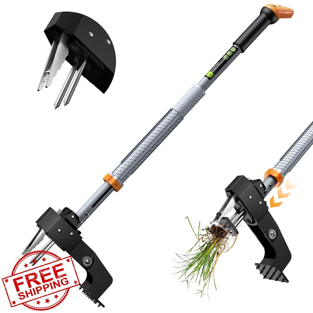 SOOTFRO Weed Puller Tool Stand Up 4-Claw Retractable Handle
