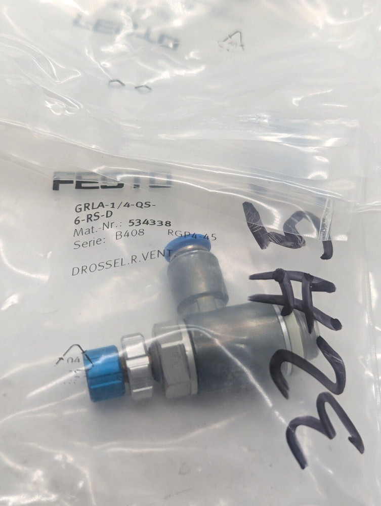 4x FESTO GRLA-1/4-QS-6-RS-D Throttle Check Valve 534338 NEW