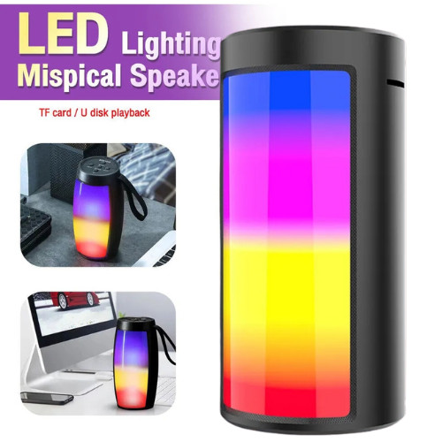 Corneta Altavoz Bluetooth Portátil con Luces LED  Subwoofer Radio FM USB/TF