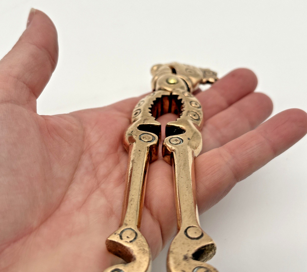 Vintage Solid Brass Rooster Bird Nutcracker Antique Unique Funny Statement Piece