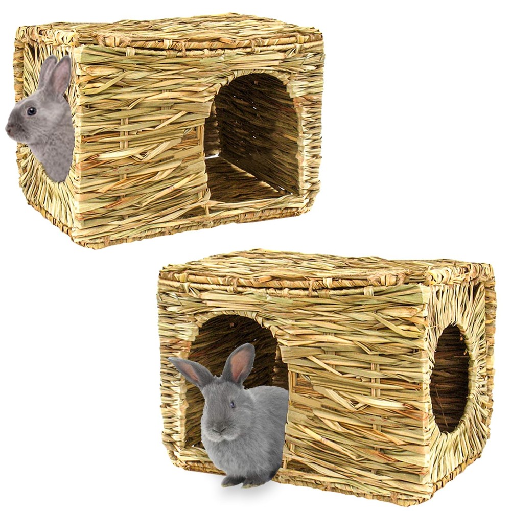 Extra Large Grass House for Rabbit, Foldable & Comfortable - Small Animal Hut...