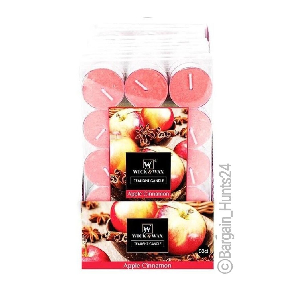 30Count Apple Cinnamon Tealight Candles Highly Scented Bulk 2.5 Hours Burn Time