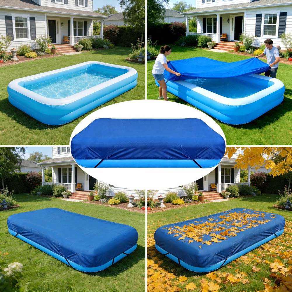 130 x 72 inch Inflatable Rectangular Pool Cover 10.83 x 6 ft Inflatable Recta...