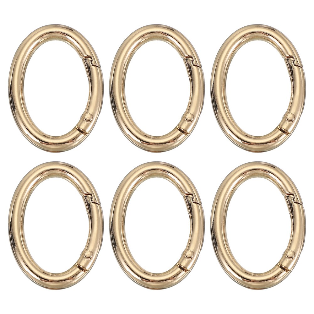 6 Pcs 39mm Oval Egg Shaped Spring Snap Keychain Clip for Purses Light Gold