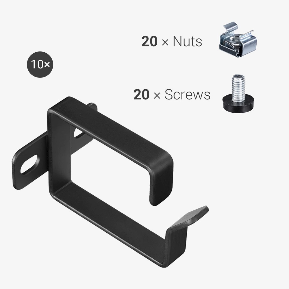 kwmobile Server Rack Cable Management D-Ring Hooks (10 Pieces) 10x 6cm, Black
