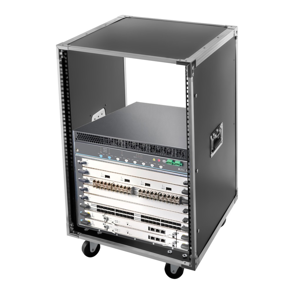19 Inch 16U 4 Post Server Rack Open Frame Rolling Network Data Rack w/ Casters