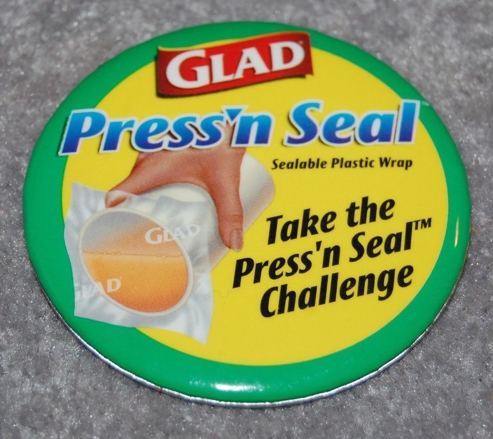 GLAD PRESS'N SEAL METAL PINBACK BUTTON