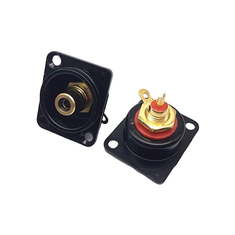 2X Black Female RCA Panel Mount Socket Connector Base Plate Welding Base Plated