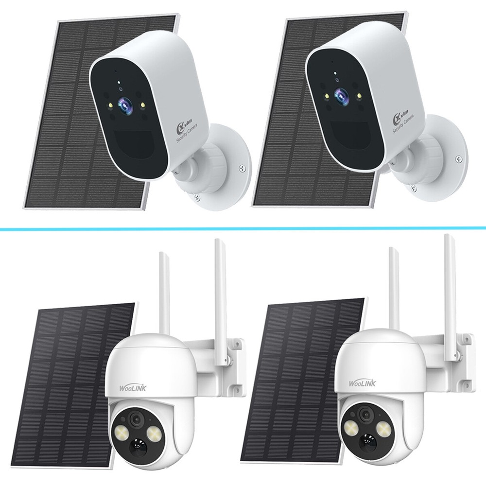 2 Pack Solar Camera Wireless Security Camera System WiFi Battery Camera Outdoor