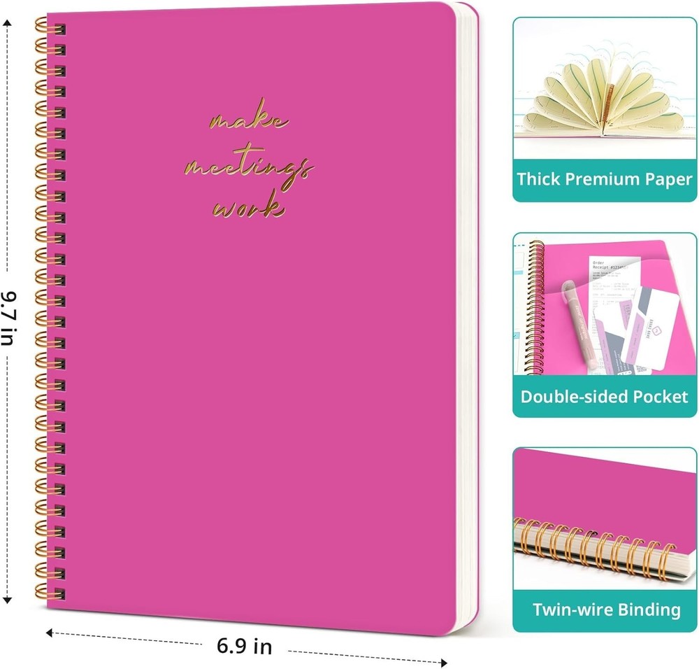 Meeting Notebook for Work Organization - Work notebook with action items, Mee...