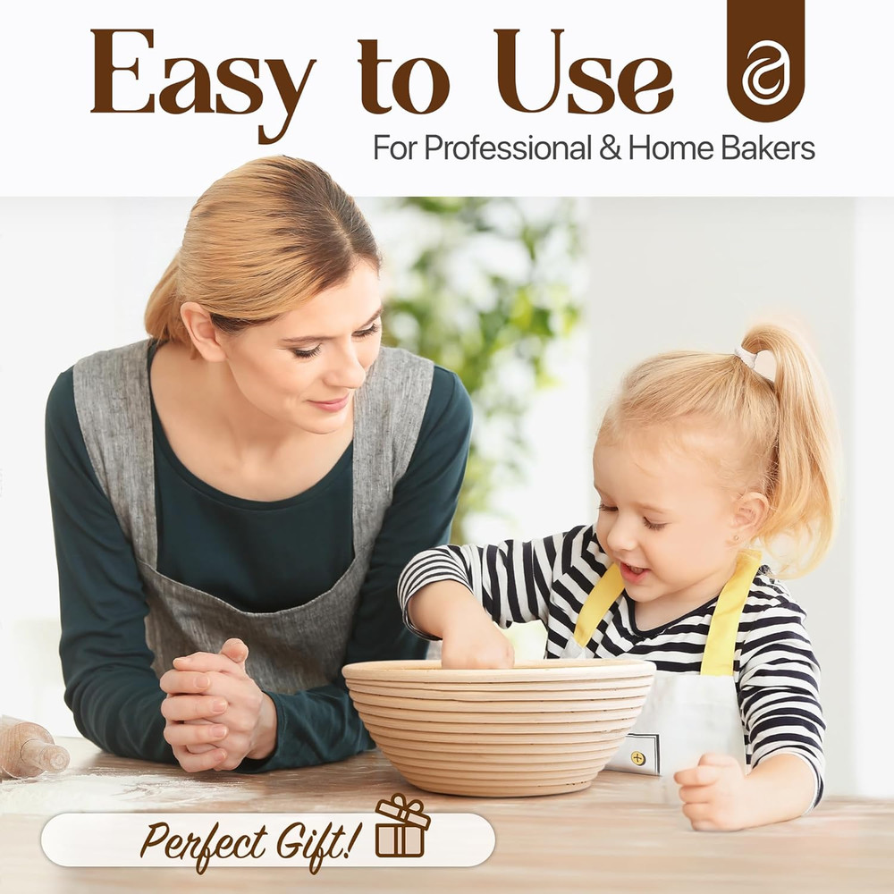 Bread Making Tools by - a Complete Bread Kit with 9" round Proofing Basket with