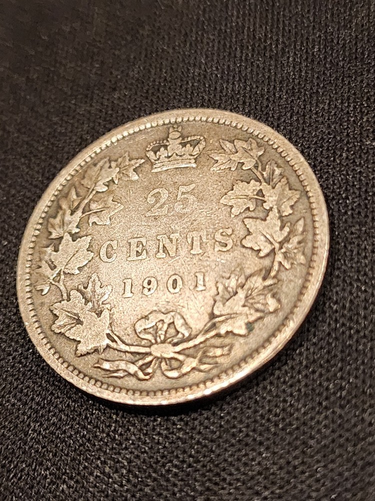 1901 Canada 25 Cents Silver Coin