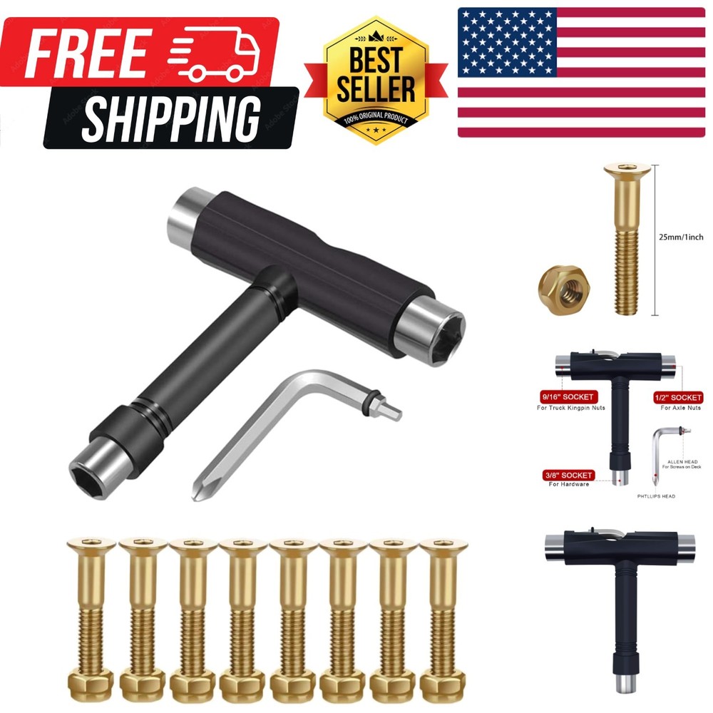 Upkeep All-in-One Multi-Function Portable Skate Tool with 2-in-1 Allen Wrench...
