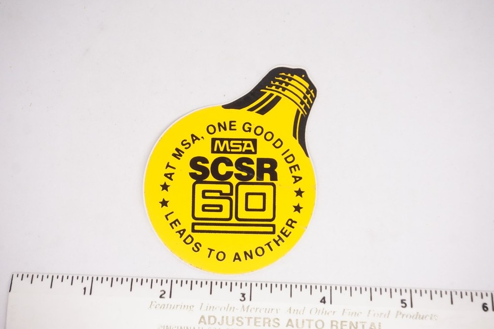 MSA Decal Sticker Mining Safety SCSR 60 Hard Hat Light Bulb