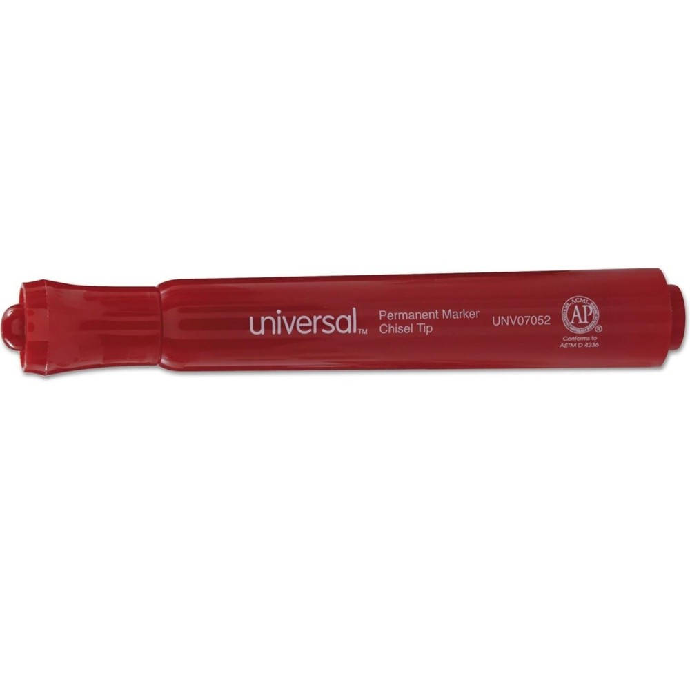 Universal 07052 Broad Chisel Tip Permanent Marker - Red (1 DZ) New