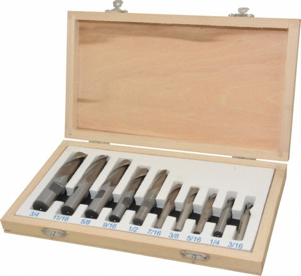 Value Collection 3/16 to 3/4", 2 Flute Square End Mill Set