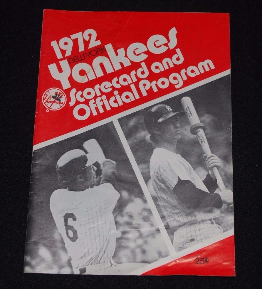 1972 NY Yankees Baseball Program vs Boston Red Sox- Murcer / White cover