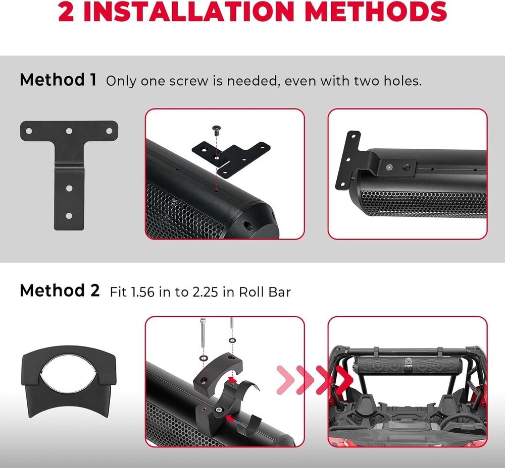 Waterproof 28” Sound Bar for UTVs & Golf Carts with Remote Control & Bluetooth