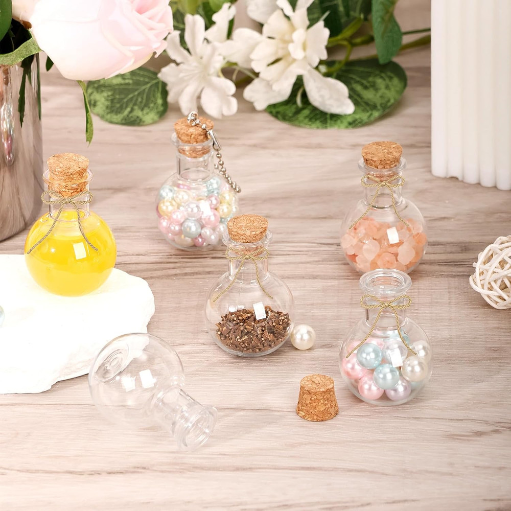 10 Packs Mini Plastic Bottles with Corks Clear Small Plastic Bottles for Birthda