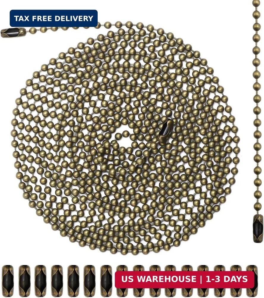 120 Inches Ceiling Fan Pull Chain, Metal Light Pull Chain Extension with 20 Conn