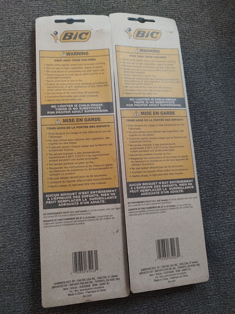 2 Pack BIC Multi-purpose Lighter Long Lasting Safe &Reliable