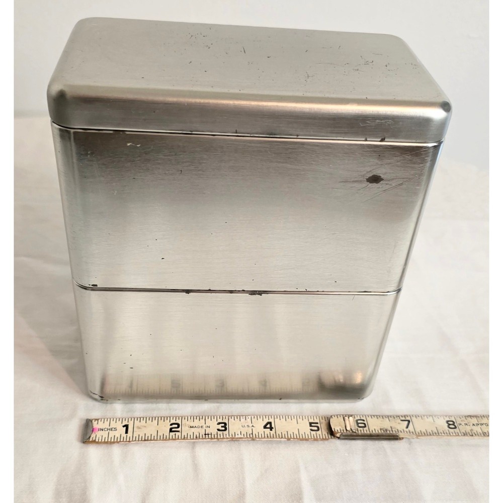 Vintage Stainless Stacking Storage Container Boxes (3 boxes) w/ Blank Label Area