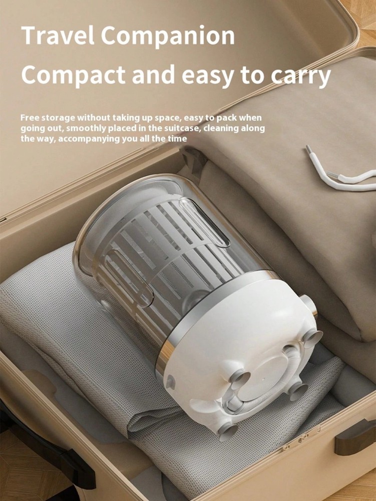 Portable Washing Machine Mini Washer with USB/DC Power & Battery White Compact