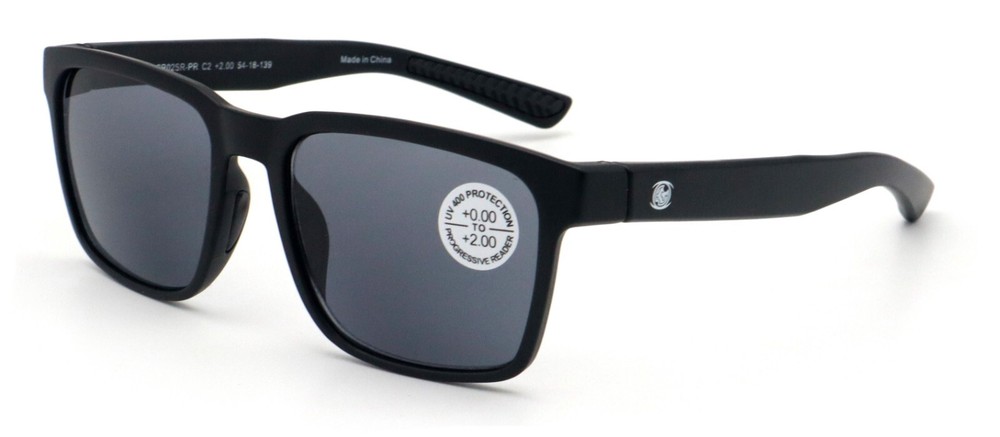 Lightweight Men Progressive Bifocal Reading Sunglasses –Clear Zero Power on Top