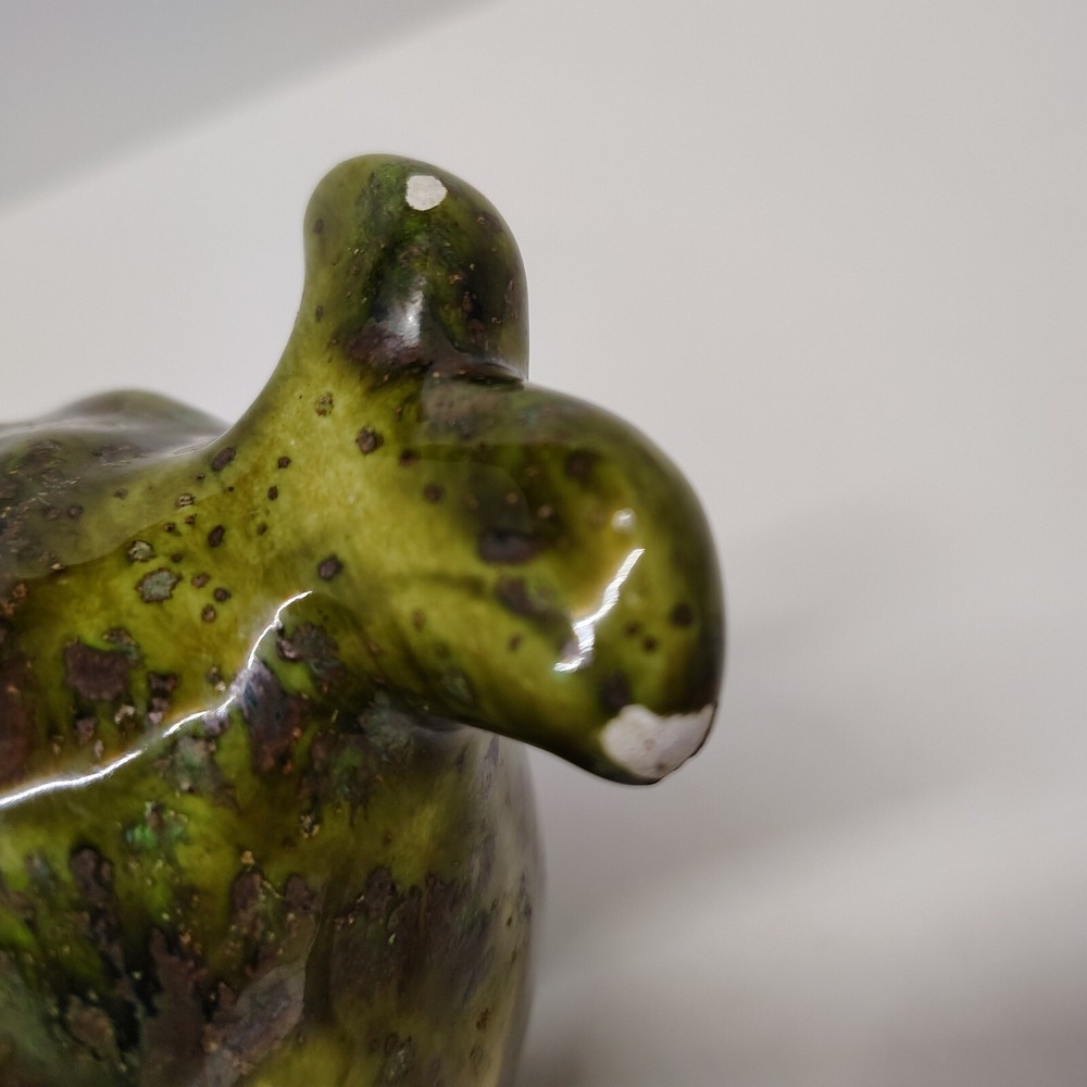 Fish Pottery Planter Green Sponge Holder Vase Rustic Decor Vintage