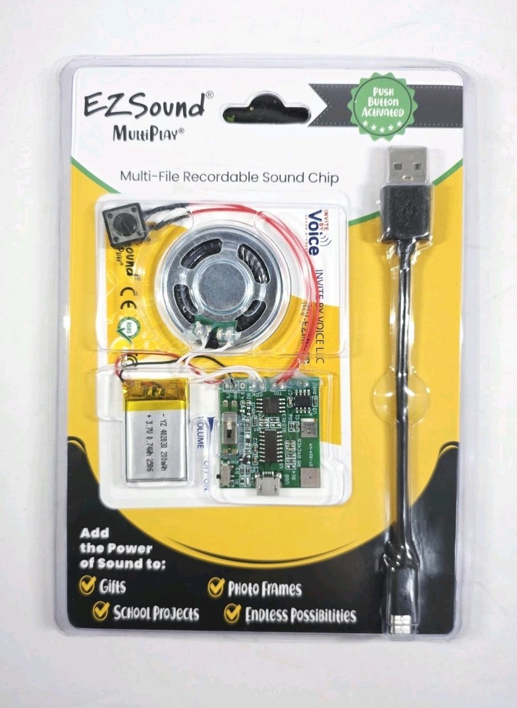 EZSound Multiplay Push Button Recordable Sound Chip | Plays Multiple Recordings
