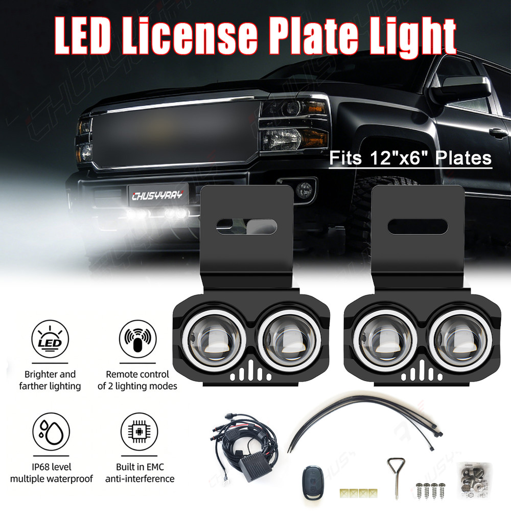 For Jeep Renegade 2015-2018 Front License Plate Mount Bracket W/LED Spotlight