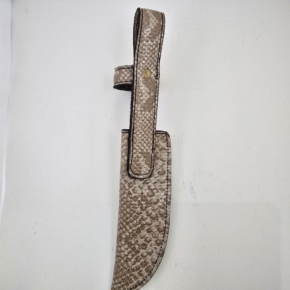Buck Knives 119 Sheath Right Pull Faux Beige python skin leather sheath only