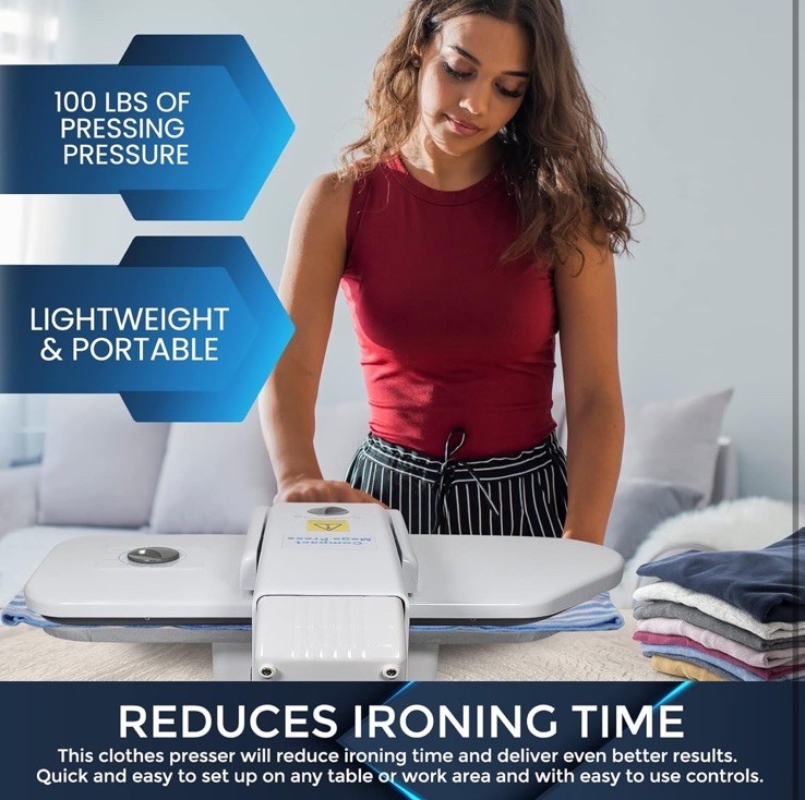 Compact Ironing Steam Press - Includes FREE EXTRA COVER & FOAM!