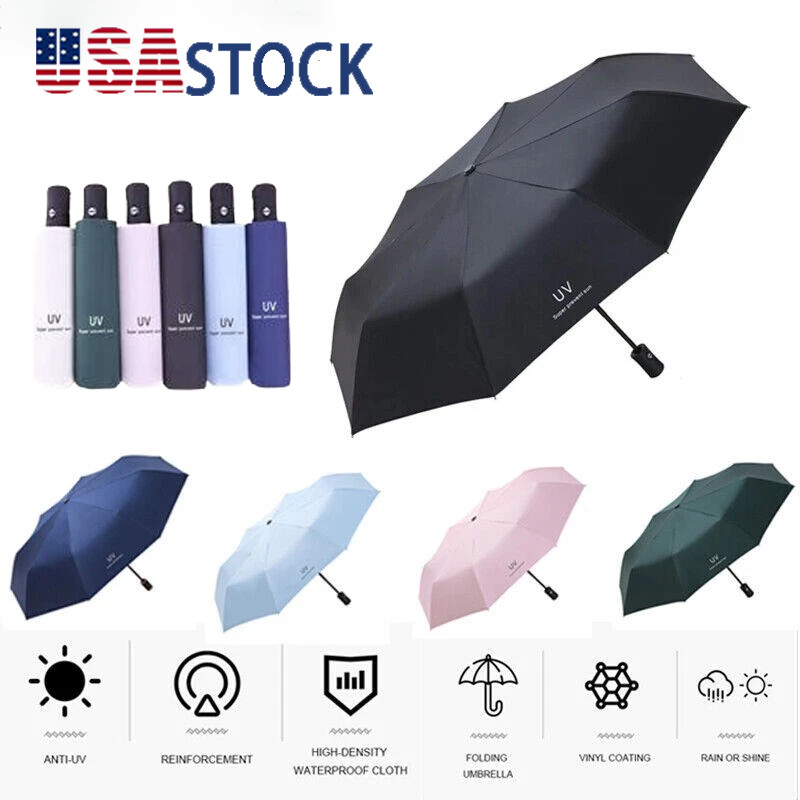 Large Automatic Black Umbrella Anti Rain Windproof Out Folding Compact Umbrella