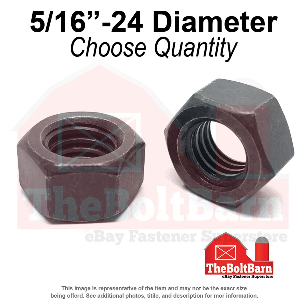 5/16"-24 Grade 8 Finished Hex Nuts Plain Fine Thread (Pick Quantity)